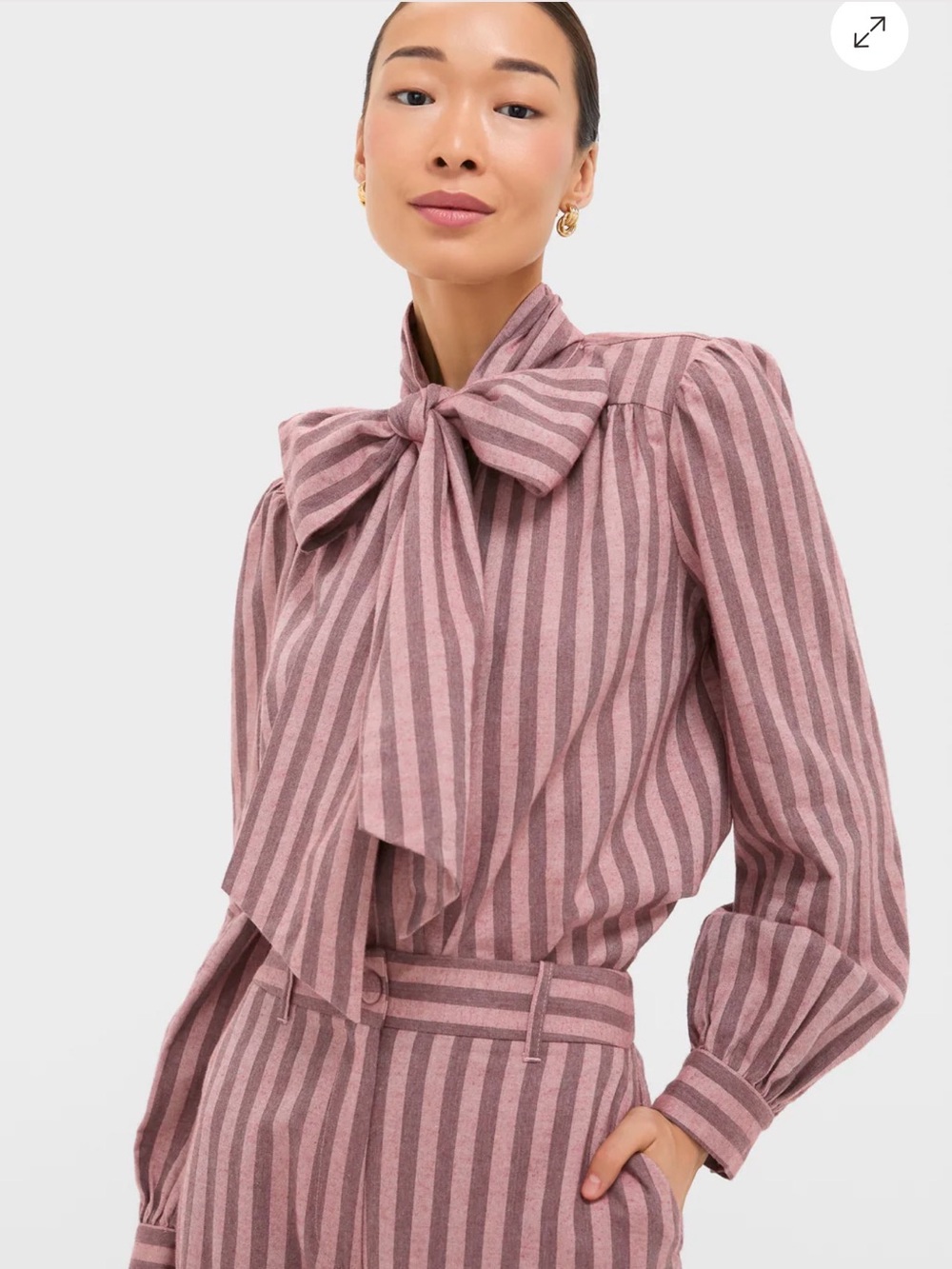 Tuckernuck Mauve Stripe Brianna Bow Blouse - Picture 3 of 5